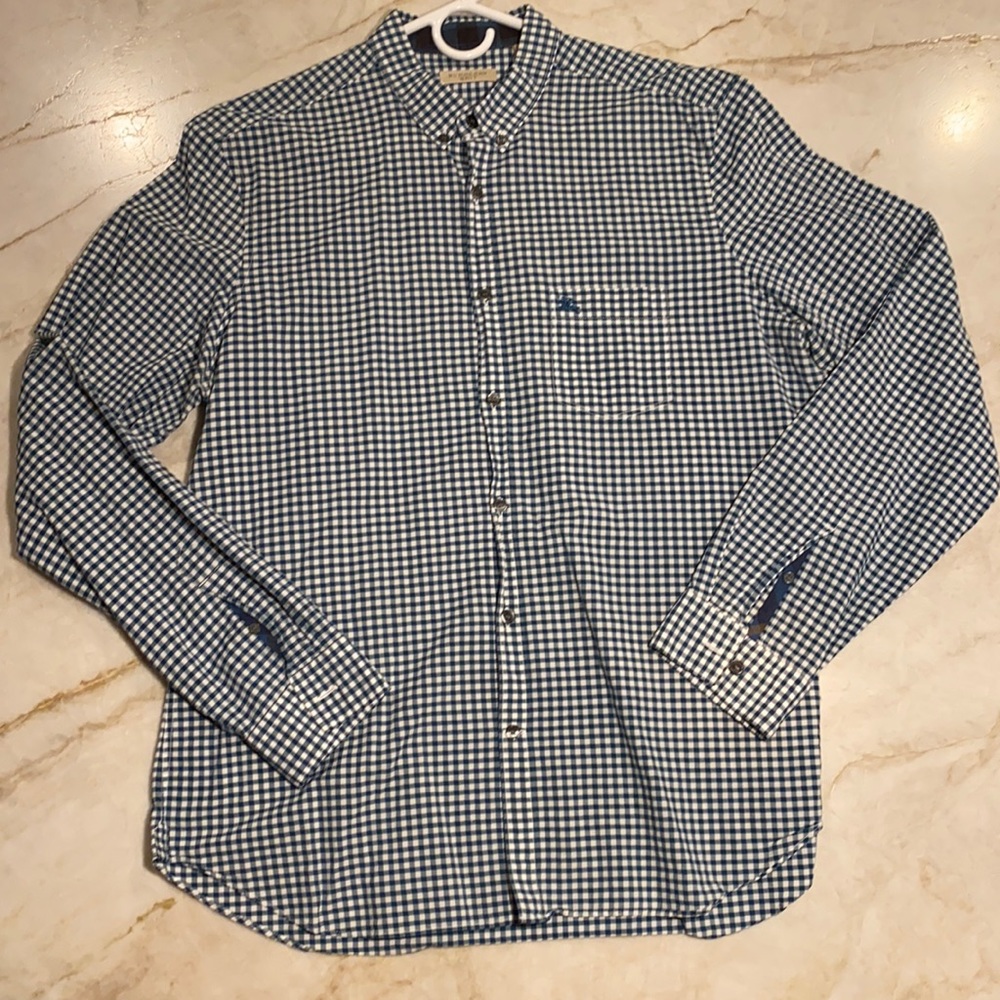 Burberry Brit teal blue plaid shirt size XL
